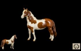 Beswick Horse Figure ' Pinto Pony ' 2nd Version. Model No 1373, Skewbald Brown and White.