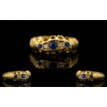 Antique Period Attractive 18ct Gold Sapphire and Diamond Dress Ring - the sapphires of wonderful