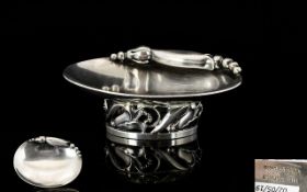 Georg Jensen Sterling Silver Oval Footed Salt Dish By Alphonse La Paglia Circa 1952, raised on