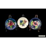 Moorcroft Tube lined Pin Dishes ( 3 ) Various Floral Designs, Including the Orchids Pattern. c.