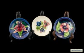 Moorcroft Tube lined Pin Dishes ( 3 ) Various Floral Designs, Including the Orchids Pattern. c.