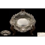 Superb Quality and Ornate Solid Silver Bon Bon Dish with Extensive Open work Trellis and Flower