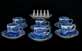 Copeland Spode Italian Pattern Demitasse Set Comprising six espresso/chocolate cups with matching