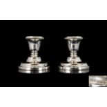 1920's Pair of Sterling Silver Squat Candlesticks of Pleasing Form. Hallmark Birmingham 1924. 186.