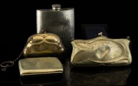 A Small Collection Of Late 19th/Early 20th Century Silver Plated Minaudieres And Cigarette Cases