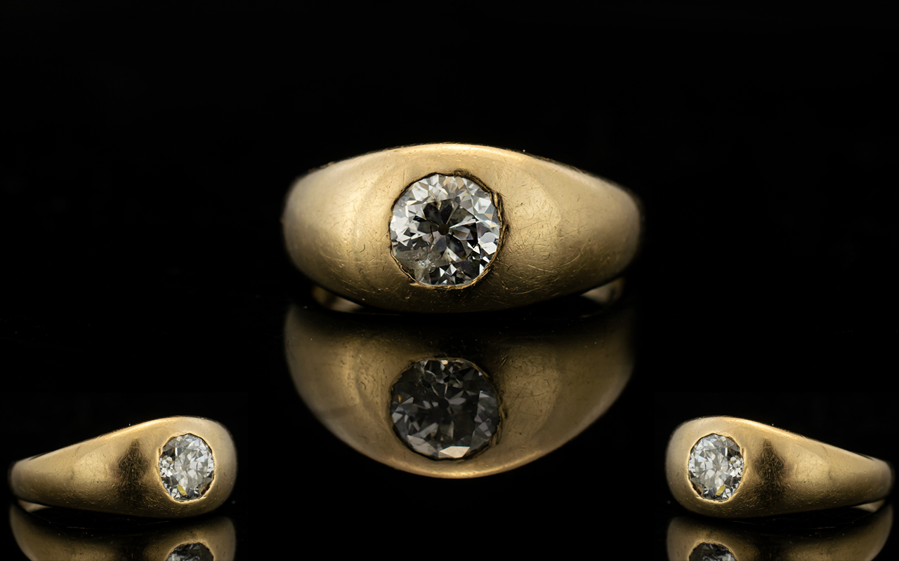 18ct Gold Single Stone Diamond Ring, Marked 18ct.