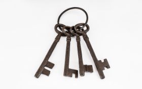 Set Of Four Early 19th Century Large Keys. Length 6 Inches.