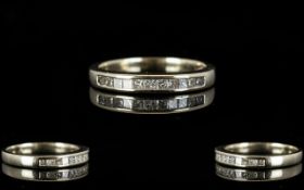 14ct Gold Diamond Half Eternity Ring Channel set row of princess cut diamonds, fully hallmarked,