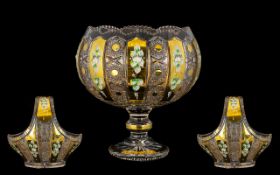 A Collection Of Bohemian Cut Glass Baskets And Bowls Three pieces in total,