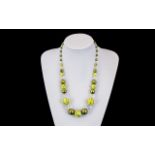 Vintage Green Beaded Necklace, All Different Shades of Green, Approx 22 Inches In Total,