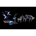 Collection of Decorative Glass Animals to include a large glass deer, three glass horses,