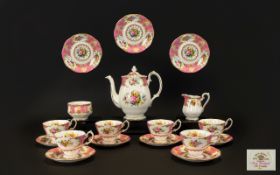 Royal Albert Bone China 15 Piece Tea Service 'Lady Carlyle' pattern, reg no.