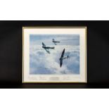 Aeronautic Interest Limited Edition Artist Signed Framed Print 'Spitfires In Sunshine' By Michael