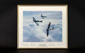 Aeronautic Interest Limited Edition Artist Signed Framed Print 'Spitfires In Sunshine' By Michael