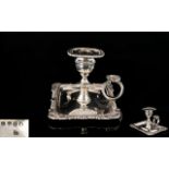 George III - Rebecca Emes and Edward Barnard Silver Chamber Candlestick of Small Proportions.