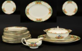 Alfred Meakin 'Upminster' Design Part Dinner Service Ceramic service in art deco floral border