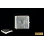 Edwardian Period Solid Silver Cigarette Case with Regency Stripe Design to Front and Back with Gilt