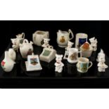 A Collection of Miniature Ceramic Crestware with coats of arms/emblems from various towns and
