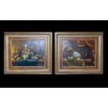 Spanish Oil Paintings By L. Blanco Two in total housed in ornate neoclassical style gilt frames.