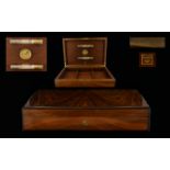 Mahogany Humidor Comprising hinged top with three internal compartments and brass mounts,