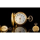 Antique Period Ladies Top Quality 18ct Gold Miniature/Small Keyless Full Hunter Pocket Watch - with