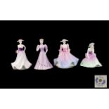 Four Coalport Small Ladies Figurines Designed By John Bromley comprising of 'the garden party' lady