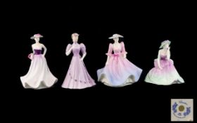 Four Coalport Small Ladies Figurines Designed By John Bromley comprising of 'the garden party' lady