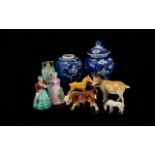 A Mixed Collection Of Ceramics A varied lot to include two blue and white oriental jars - each