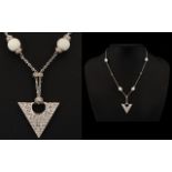 Gucci Style 18ct White Gold Stone Set Pendant / Necklace. Marked 750 - 18ct. Please See Photo. 11.