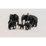 A Collection Of Carved Ebonised Wood Elephant Figures Indian elephant figures,
