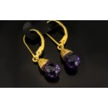 Amethyst Briolette Drop Earrings, comprising solitaire briolette cut amethysts, totalling 4cts,