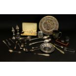 A Collection Of Mixed Silver And Plated Items Comprising miniature trophy, jug,