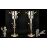 Chromed Metal Chinese Style Floor Standing Ice Bucket Stand Two in total, each raised on circular,