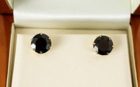 9ct Gold Stud Earrings Set With Large Garnets Circular form, each set with large,