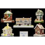 Coalport Fine Bone China Collection of Handpainted House/Cottages Five (5) in Total. Comprising: 1.