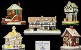 Coalport Fine Bone China Collection of Handpainted House/Cottages Five (5) in Total. Comprising: 1.