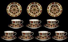 Royal Crown Derby Old Imari Pattern Single 22ct Gold Band A Superb Set Of Six Large Cups And
