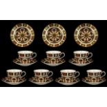 Royal Crown Derby Old Imari Pattern Single 22ct Gold Band A Superb Set Of Six Large Cups And