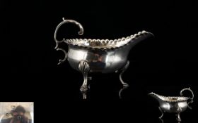 George III - William Chawner Silver Cream Jug of Small Proportions, Raised on Splayed Hoof Feet.