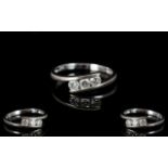 9ct Gold Diamond Three Stone Ring Set with round modern brilliant cut diamonds, fully hallmarked,