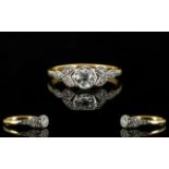 18ct Gold Single Stone Diamond Ring, The Central Round Diamonds of Good Colour,