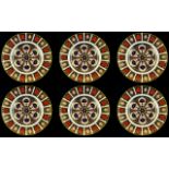 Royal Crown Derby Set of Six Superb Quality Old Imari 22ct Gold Single Band Cabinet Plates.