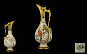 Royal Worcester - Persian Style Large and Impressive Hand Painted Ivory and Gilded Ewer / Pitcher