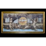 Contemporary Wall Art Canvas Large gilt framed statement piece printed on canvas depicting details