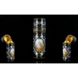 Limoges 19th Century Superb Quality Enamel And Silver Scent Flask Wonderful cylindrical perfume
