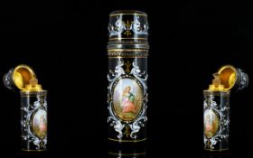 Limoges 19th Century Superb Quality Enamel And Silver Scent Flask Wonderful cylindrical perfume