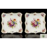 Hammersley & Co Pair Of Dishes decorated with painted floral images,