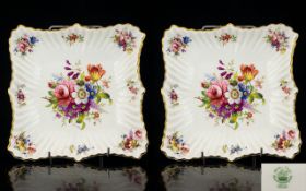 Hammersley & Co Pair Of Dishes decorated with painted floral images,