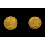 Queen Victoria 22ct Gold - Young Head - Shield Back Half Sovereign - Date 1887. London Mint & E.F.