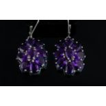 Amethyst Cluster Drop Earrings, 11.